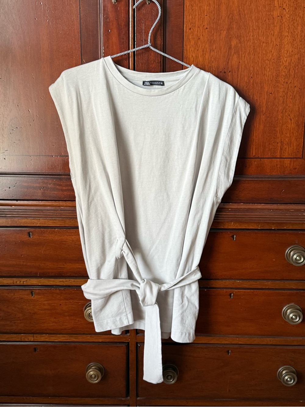 Zara Cream Tie-Waist Sleeve Top